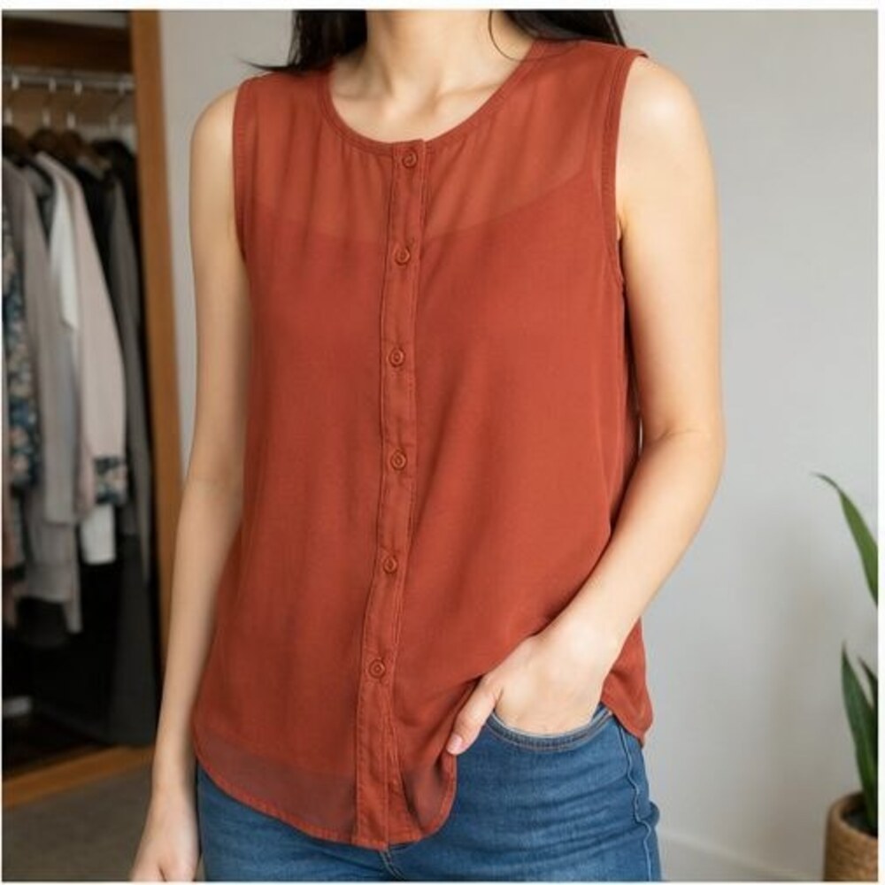 Rust Puff Sleeve Top - Picture 2 of 6